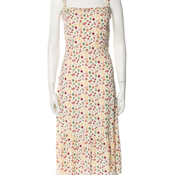 REFORMATION Tancy Fruit Print Midi Dress in Color cream - Picture 10 of 10